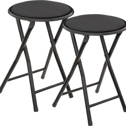 5Five Bijzet krukje/stoel - 4x - Opvouwbaar - zwart fluweel - 29 x 45 cm