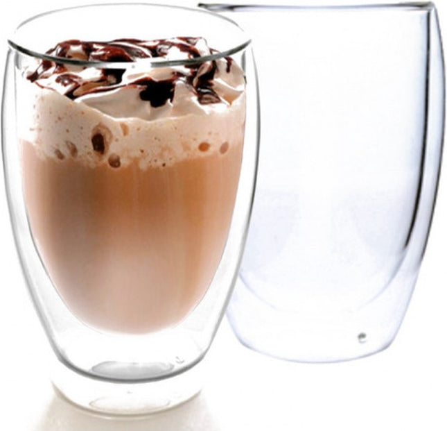 THERMISCHE GLAZEN 350ML VOOR LATTE KOFFIE SET 2 STUKS * 2 stuks 350 ml(xxl) grote thee/koffe/ Latte Macchiato Glazen