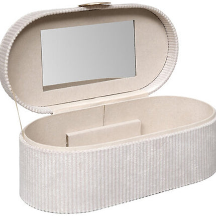 Atmosphera Sieraden/bijouterie kistje - 25 x 13 x 10 - creme - juwelenkistje met rits - vakjes indeling