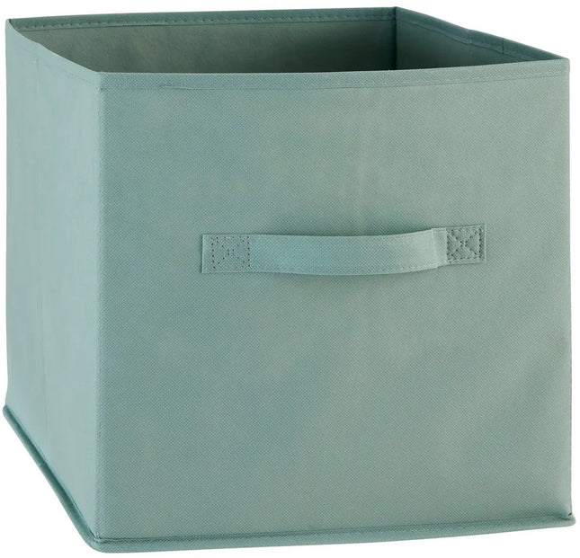 5Five Opbergmand/kastmand Square Box - karton/kunststof - 29 liter - zeegroen - 31 x 31 x 31 cm - Vakkenkast manden