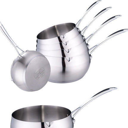 Set Met 5 Steelpannen 12/14/16/18/20 Cm Hoogwaardig Roestvrij Staal - Ook inductie.