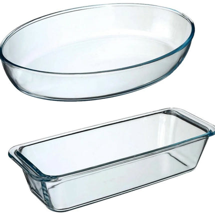Secret de Gourmet ovenschalen set - 2 formaten - Glas - 35 x 25 cm - 31 x 12 cm