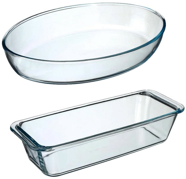 Secret de Gourmet ovenschalen set - 2 formaten - Glas - 35 x 25 cm - 31 x 12 cm