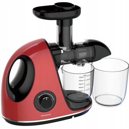 Klausberg Slow Juicer KB-7865 met pulpreservoir – 150W | Stille Juicer voor Groente, Fruit & Kruiden – BPA-vrij – Kersenrood - 700ml
