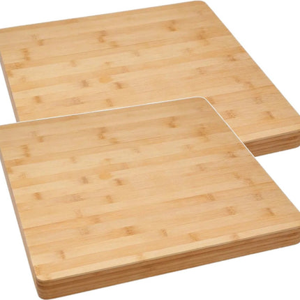 2x Stuks grote snijplank vierkant 37 x 3,5 cm van bamboe hout - Serveerplank - Broodplank