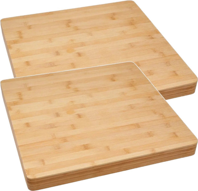 2x Stuks grote snijplank vierkant 37 x 3,5 cm van bamboe hout - Serveerplank - Broodplank
