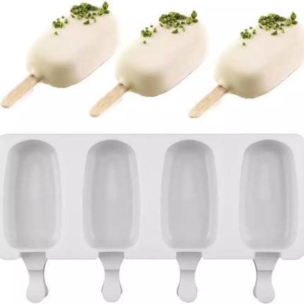 Bakvorm siliconen Maat L (4x ijsvorm) | ijsvorm magnum | Cake mall | ICE MALL | Bakvormen | Waterijs maker | Chocolade vorm | inclusief 10x Stokjes | TOP Selling