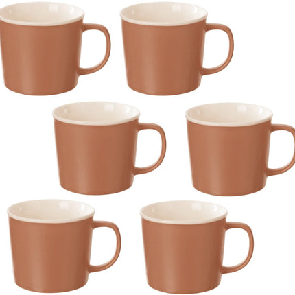 Nature Terracotta Mok - Set van 6 - 38 cl - Hoogwaardig Newbone Porselein