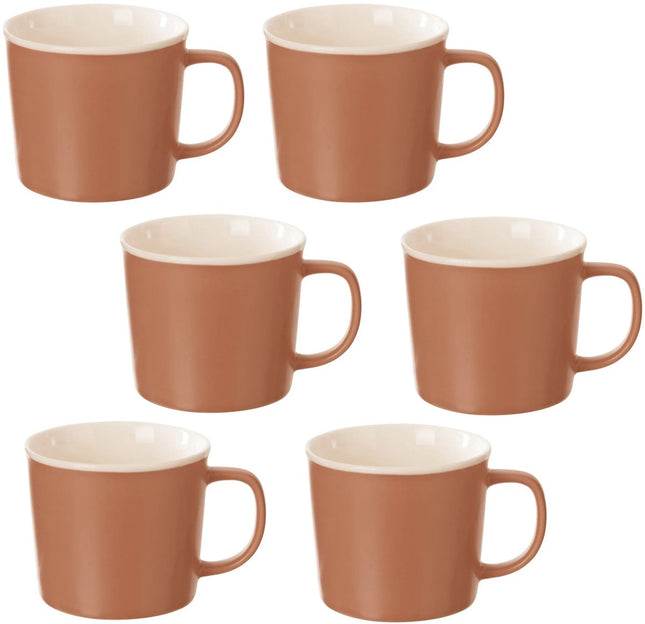 Nature Terracotta Mok - Set van 6 - 38 cl - Hoogwaardig Newbone Porselein