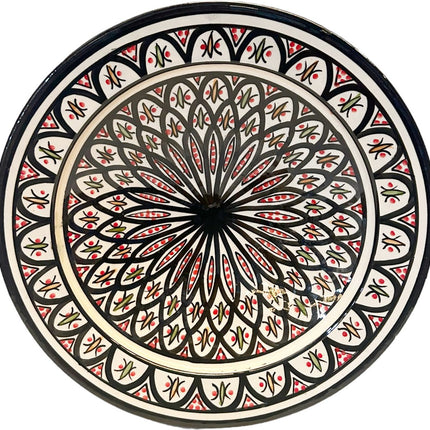 Marokkaanse aardewerk schaal zwart/rood - wit Ø35