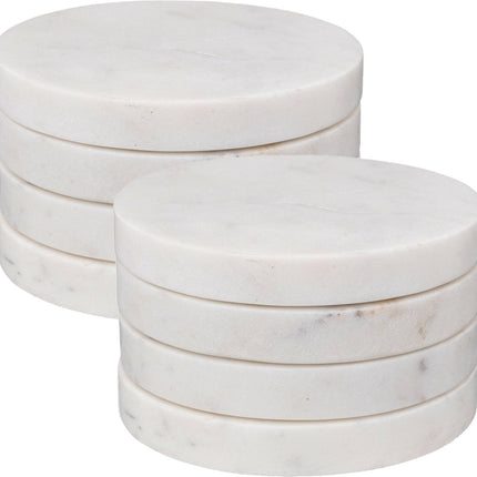 Secret de Gourmet Onderzetters voor glazen - 12 stuks - Marmer - Wit