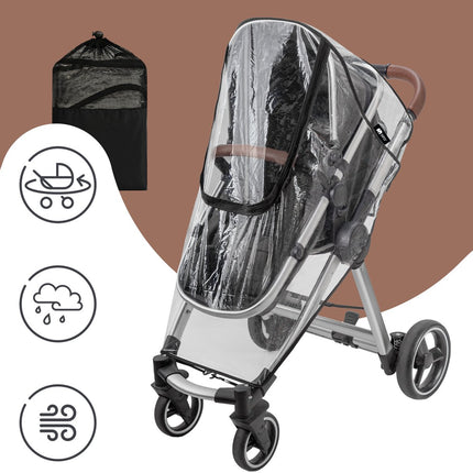 SIPO Regenhoes voor Kinderwagens - Waterdichte 3-in-1 Beschermhoes tegen Regen, Sneeuw en Wind - Transparant - Universeel Model voor de Meeste Stadsbuggy's en Wandelwagens - Windhoes Kinderwagen - Regenhoes