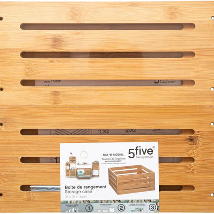 5Five Fruitkisten opslagbox - 3x - open structuur - lichtbruin - hout - L31 x B31 x H15 cm - Decoratie huis en tuin - Kisten/kistjes