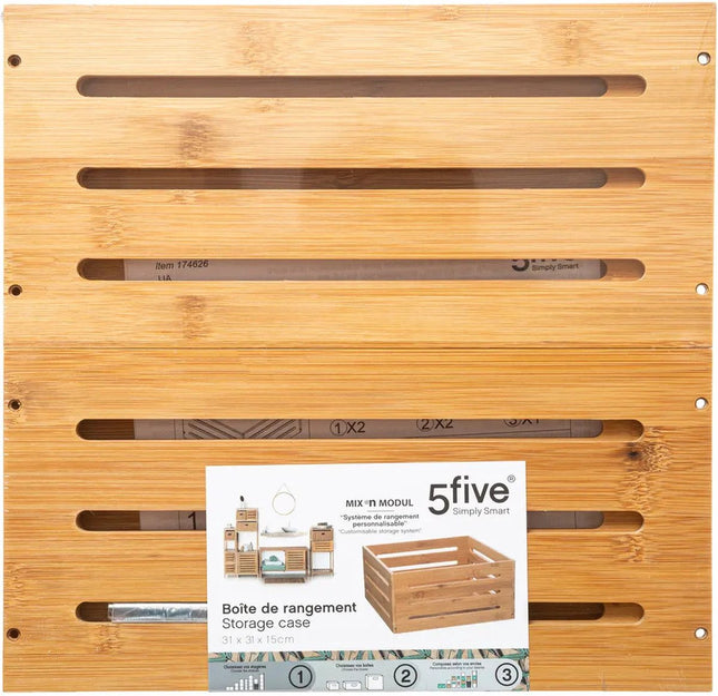 5Five Fruitkisten opslagbox - 3x - open structuur - lichtbruin - hout - L31 x B31 x H15 cm - Decoratie huis en tuin - Kisten/kistjes