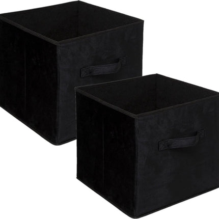 5Five Opbergmand/kastmand - Set van 4x stuks - zwart - 29 liter - 31 x 31 x 31 cm - Opbergboxen - Vakkenkast manden - polyester