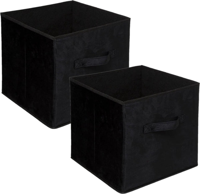 5Five Opbergmand/kastmand - Set van 4x stuks - zwart - 29 liter - 31 x 31 x 31 cm - Opbergboxen - Vakkenkast manden - polyester