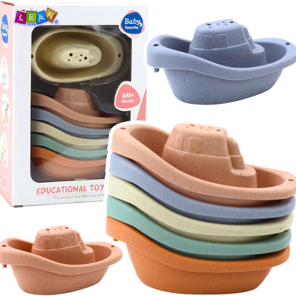 Badspeelgoed Bootjes Set 6 Stuks - Pastel Kleuren - Babyspeelgoed voor in Bad - Educatief Speelgoed vanaf 6 Maanden - Zwembad Speelgoed - Douche speelgoed - Water speelgoed