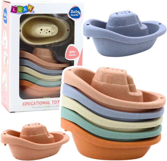 Badspeelgoed Bootjes Set 6 Stuks - Pastel Kleuren - Babyspeelgoed voor in Bad - Educatief Speelgoed vanaf 6 Maanden - Zwembad Speelgoed - Douche speelgoed - Water speelgoed