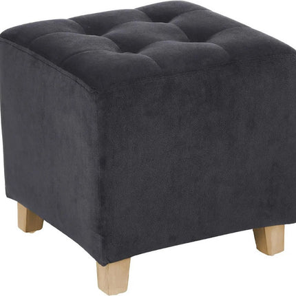 Atmosphera Zit krukje/bijzet stoel/poef - hout/stof - donkergrijs fluweel - D35 x H35 cm