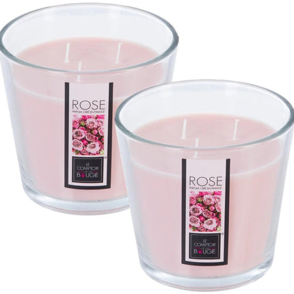 Atmosphera Candles Geurkaars - in glas - rozen bloemen aroma - 40 branduren - 13 x 12 cm - woondecoratie - geurkaarsen
