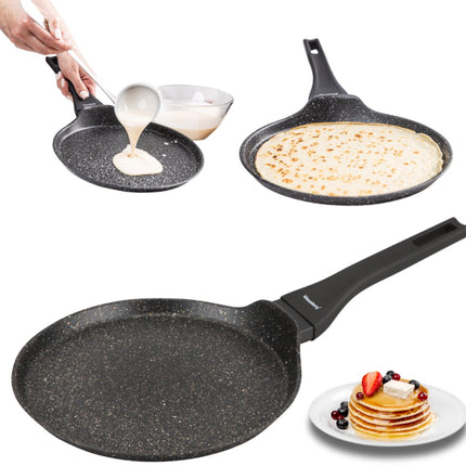 Klausberg KB-7957 Pannenkoekenpan 24 cm | Marmer Anti-aanbaklaag | Geschikt voor Inductie | Zwart | Crepepan