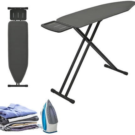 KINGHOFF KH-1940 Strijkplank – Premium 122×38 cm – 7-hoogtes verstelbaar – Extra breed blad & Strijkijzerhouder – Graphite