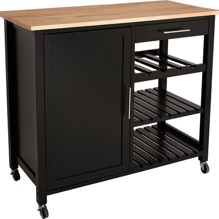 5Five® Luxe grote houten keukentrolley - Zwart