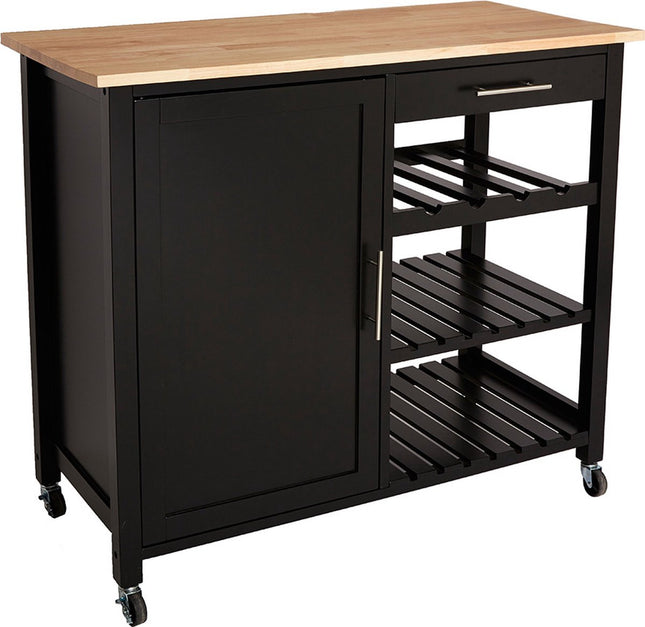 5Five® Luxe grote houten keukentrolley - Zwart