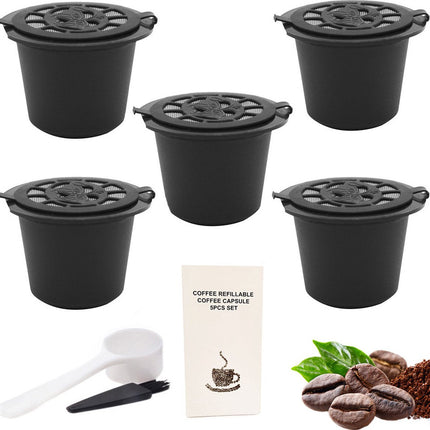 5x Nespresso Herbruikbare Koffie Cup - Milieuvriendelijk - Duurzaam - Complete Set - Koffiecapsule - Navulbare Koffiecapsules - Nespresso