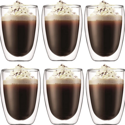 Louvira - latte macchiato glazen - 350 ml - 6 stuks - Theeglazen - dubbelwandige glazen - latte macchiato glazen dubbelwandig - latte glazen - Koffieglazen - Cappuccino glazen