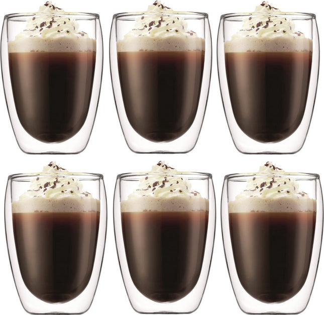 Louvira - latte macchiato glazen - 350 ml - 6 stuks - Theeglazen - dubbelwandige glazen - latte macchiato glazen dubbelwandig - latte glazen - Koffieglazen - Cappuccino glazen