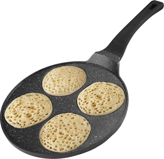 BIKO - Crêpemaker - Pancake -  Pannenkoeken - Flensjespan - 4 Kop Marmeren Anti Aanbaklaag - Zwart