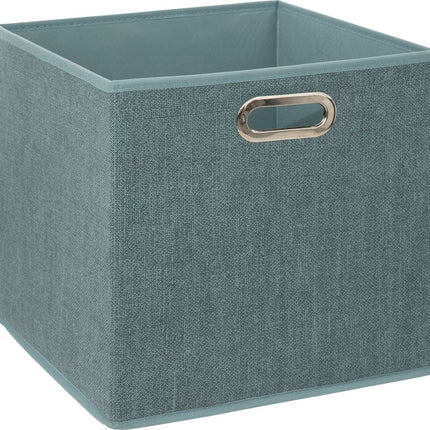 5Five Opbergmand/kastmandje - 4x - IJsblauw - 31 x 31 x 31 cm - 29 liter - Vakkenkast manden - Stof met versterkte bodem - Opvouwbaar
