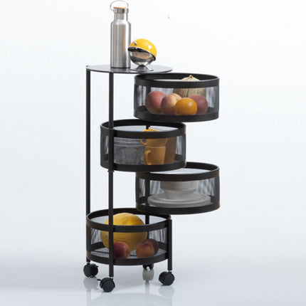 5Five Zwarte trolley met draaibare manden