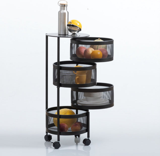 5Five Zwarte trolley met draaibare manden