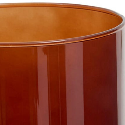 Lidy Glazen Vaas 20 cm - Amber Bruin - Diameter 14 cm - Woondecoratie - Bloemenvaas - Doorzichtig - Glas