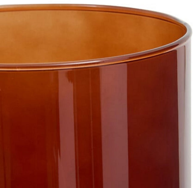 Lidy Glazen Vaas 20 cm - Amber Bruin - Diameter 14 cm - Woondecoratie - Bloemenvaas - Doorzichtig - Glas