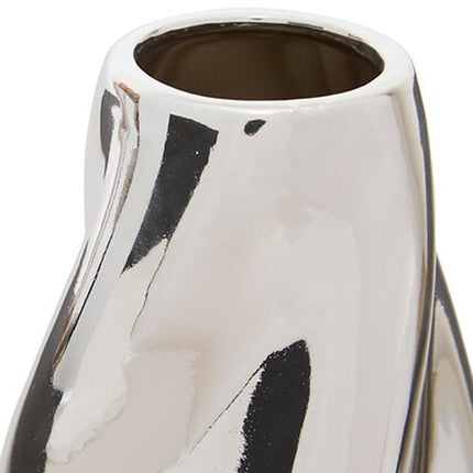 Atmosphera Bloemenvaas Silver Sky - zilver - keramiek - D11 x H28 cm - moderne vorm