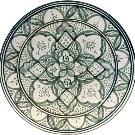 Handmade Marokkaanse aardewerk schaal groen Ø35
