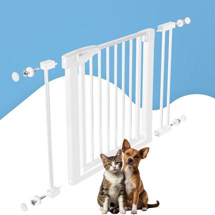Babyveiligheidshek Wit 75-103 cm breed - Traphek met Automaatsluiting en Klembevestiging - Veiligheidsrek 80 cm Hoog - Sipo