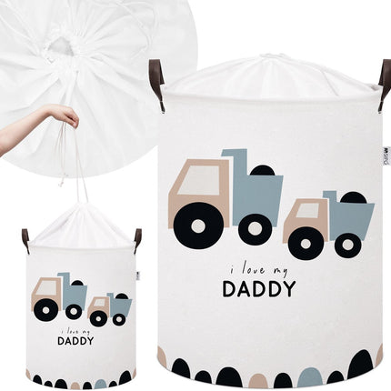 Truck Speelgoedopbergmand - Katoenen Opbergbox met "I Love My Daddy" - Kinderwasmand - 43 Liter - 35x35x45 cm - Sipo - Speelgoedmand - Kledingmand
