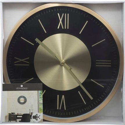 Atmosphera Wandklok/muur klok Roma Infinity - Vintage Metal - Dia 30 cm - metaal/kunststof - zwart/goud - Luxe klokken
