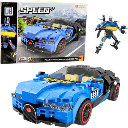 2-in-1 Bouwstenen Robot en Auto Set 328 Delen - Met Trekveer Mechanisme - Bouwspeelgoed - Robot Auto - Auto Bots - 2 in 1 - Bouwset