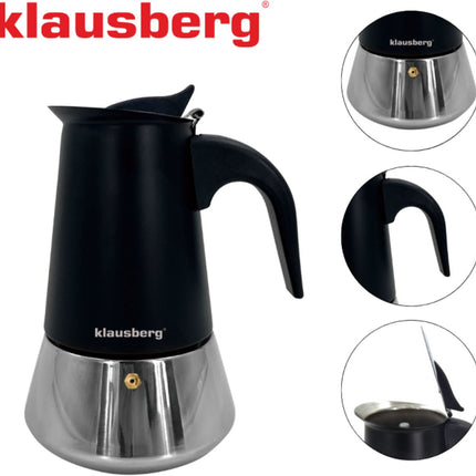 Klausberg Espressokoffiezetapparaat KB-7847 – 12 Kopjes – RVS – Geschikt voor Inductie - Espresso Maker - 600ml - Percolator