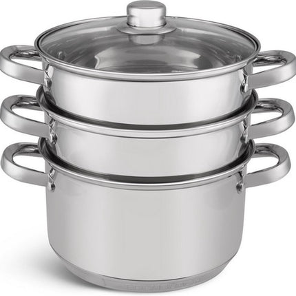 Edënbërg Classic Line - Stoompannenset - Ø 22 cm - 4-delig - Voorzien Van 9-Laags Bodem!