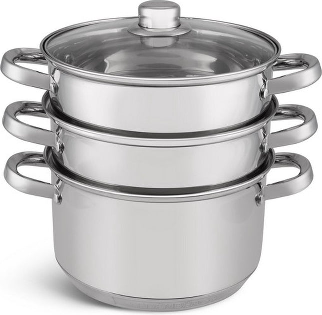 Edënbërg Classic Line - Stoompannenset - Ø 22 cm - 4-delig - Voorzien Van 9-Laags Bodem!
