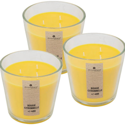 Atmosphera Candles Geurkaars - in glas - citronella aroma - 40 branduren - 13 x 12 cm - woondecoratie - geurkaarsen