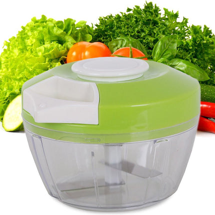 Chopper Multihakker - Hakmolen handmatig - groentehakker - 3 RVS messen - voor ui-knoflook-groenten - Anti slip - Inhoud 300 ml - Groen