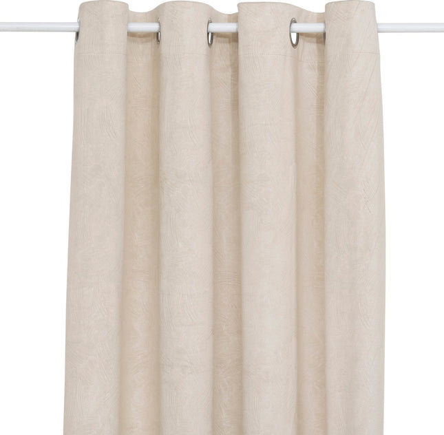 Atmosphera Fujo Fluwelen Verduisteringsgordijn 135x260cm - Gordijnen kant en klaar met haakjes ringen - Linnenbeige