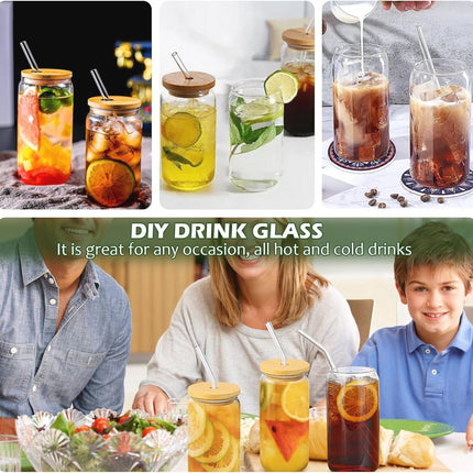 Bubble Tea Glazen Set - 4 Stuks 500 ml met Deksel en Rietje